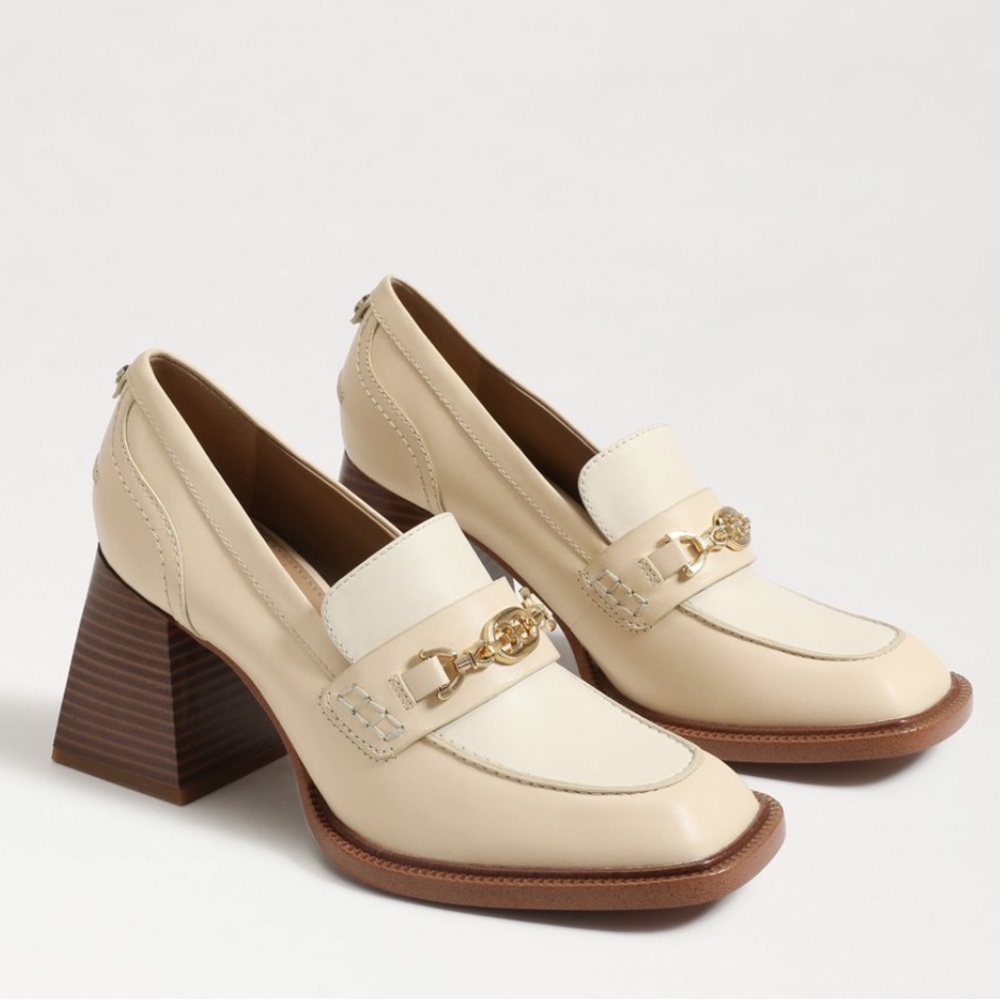 Sam Edelman Cream and Tan Flats with Gold Detail